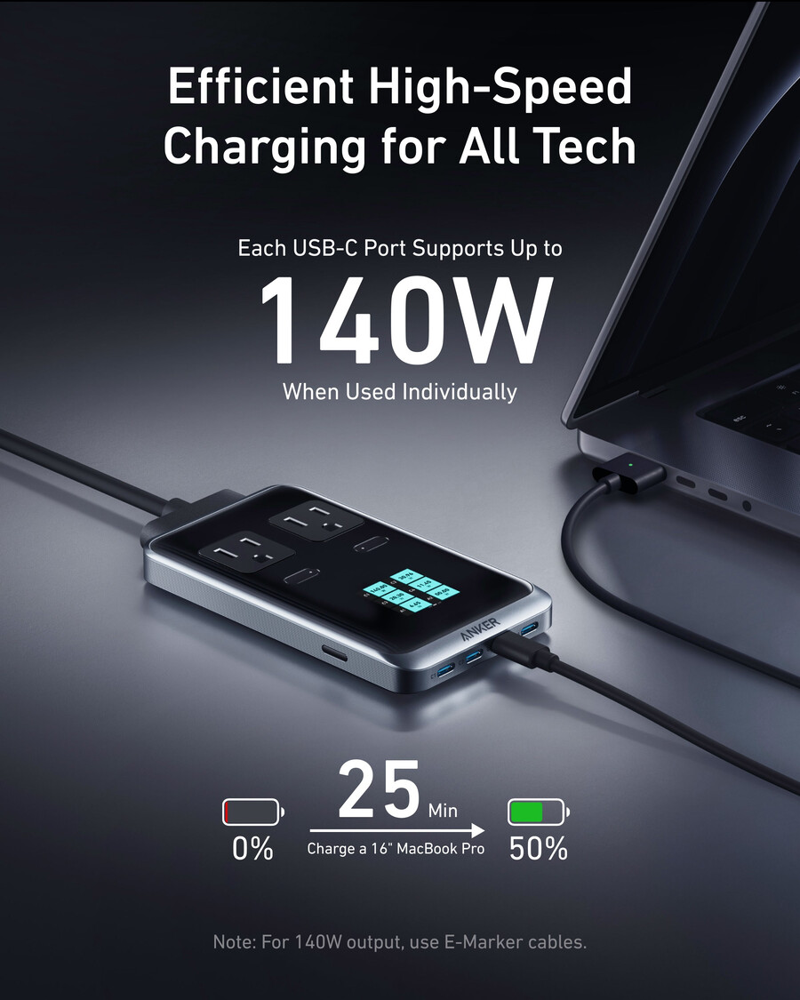 stacja ładująca anker prime 8 w 1 240 w i kabel anker prime usb-c do usb-c 240 w pleciony z recyklingu