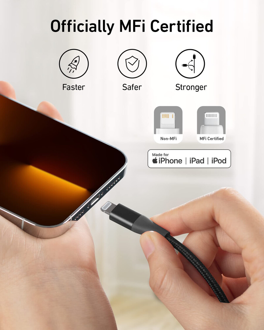 kabel usb-a do lightning anker 551 3 stopy 6 stóp 10 stóp