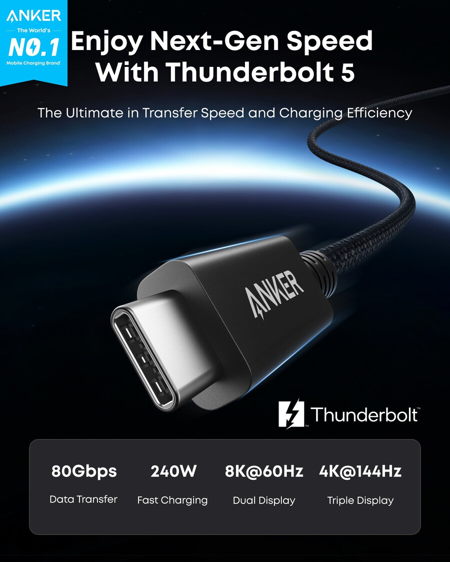 kabel anker prime thunderbolt 5 33 stopy17 stopy 80 gbs 240 w