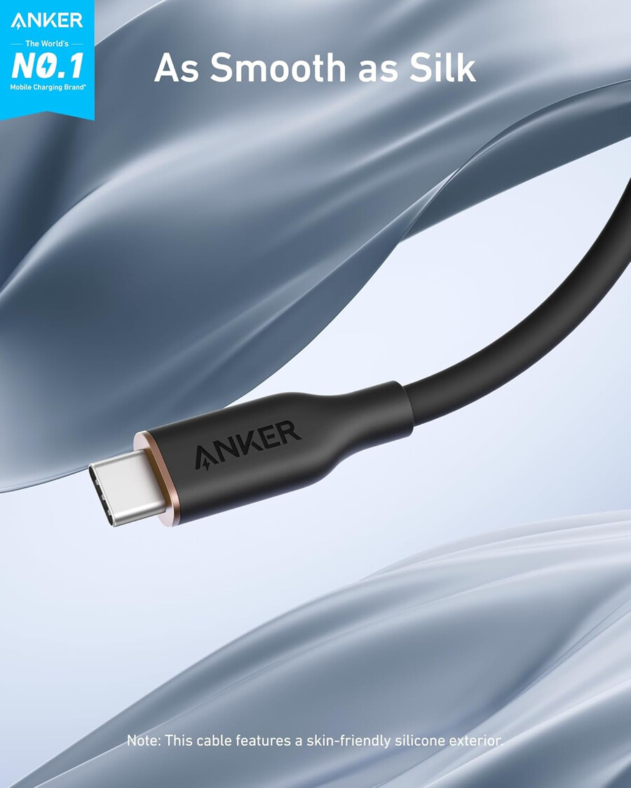 kabel anker 643 usb-c do usb-c flow silikonowy 240 w opakowanie 2 szt. kolor czarny