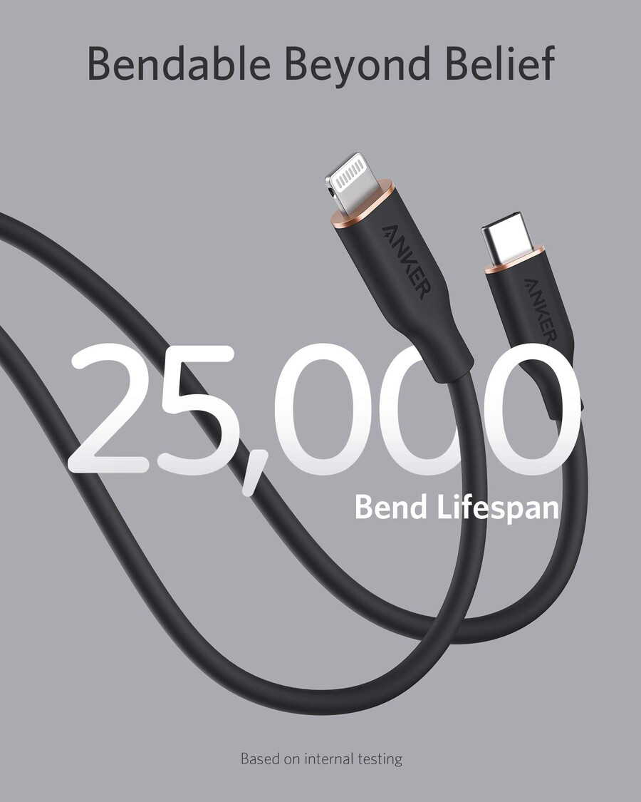 kabel anker 641 usb-c do lightning flow silikonowy