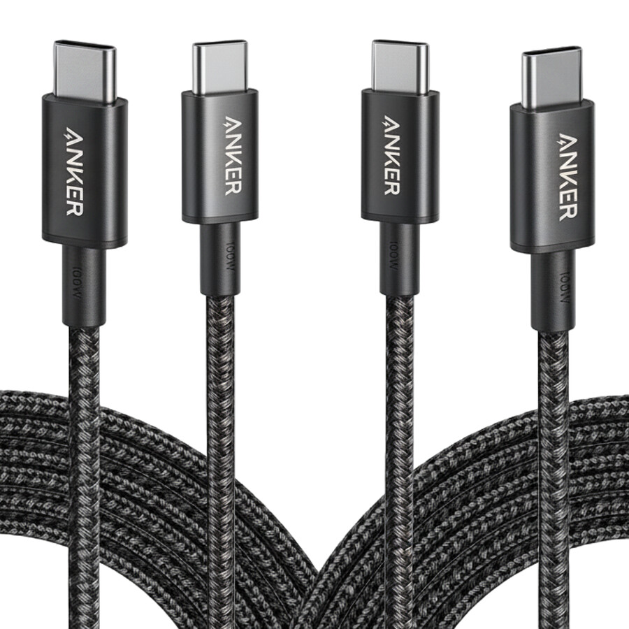 nowy nylonowy kabel usb-c do usb-c 100 w 10 stóp 2 sztuki