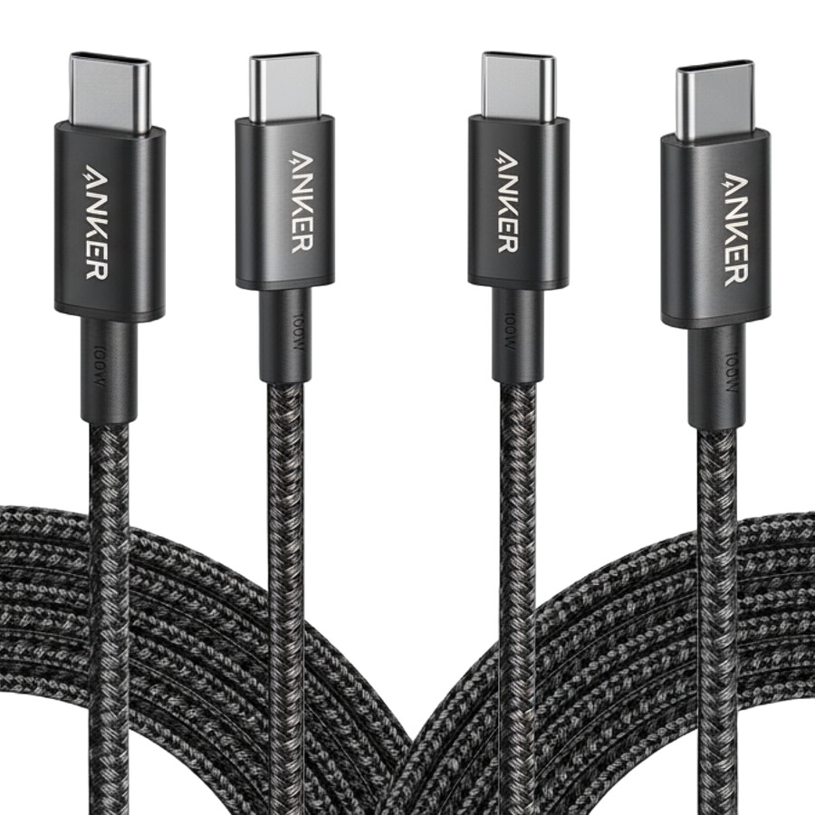 nowy nylonowy kabel usb-c do usb-c 100 w 10 stóp 2 sztuki