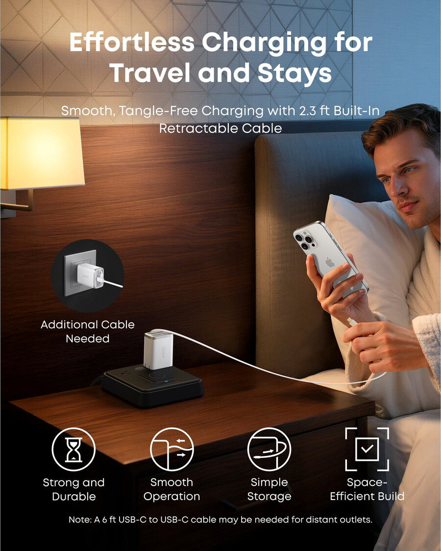 Ładowarka anker nano 35 w wbudowany chowany kabel usb-c