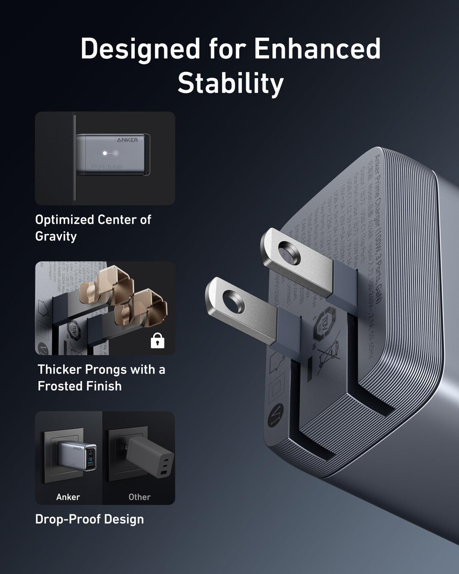 Ładowarka anker prime 100 w 3 porty gan i kabel anker usb-c do usb-c 3 stopy 6 stóp 240 w pleciony z recyklingu