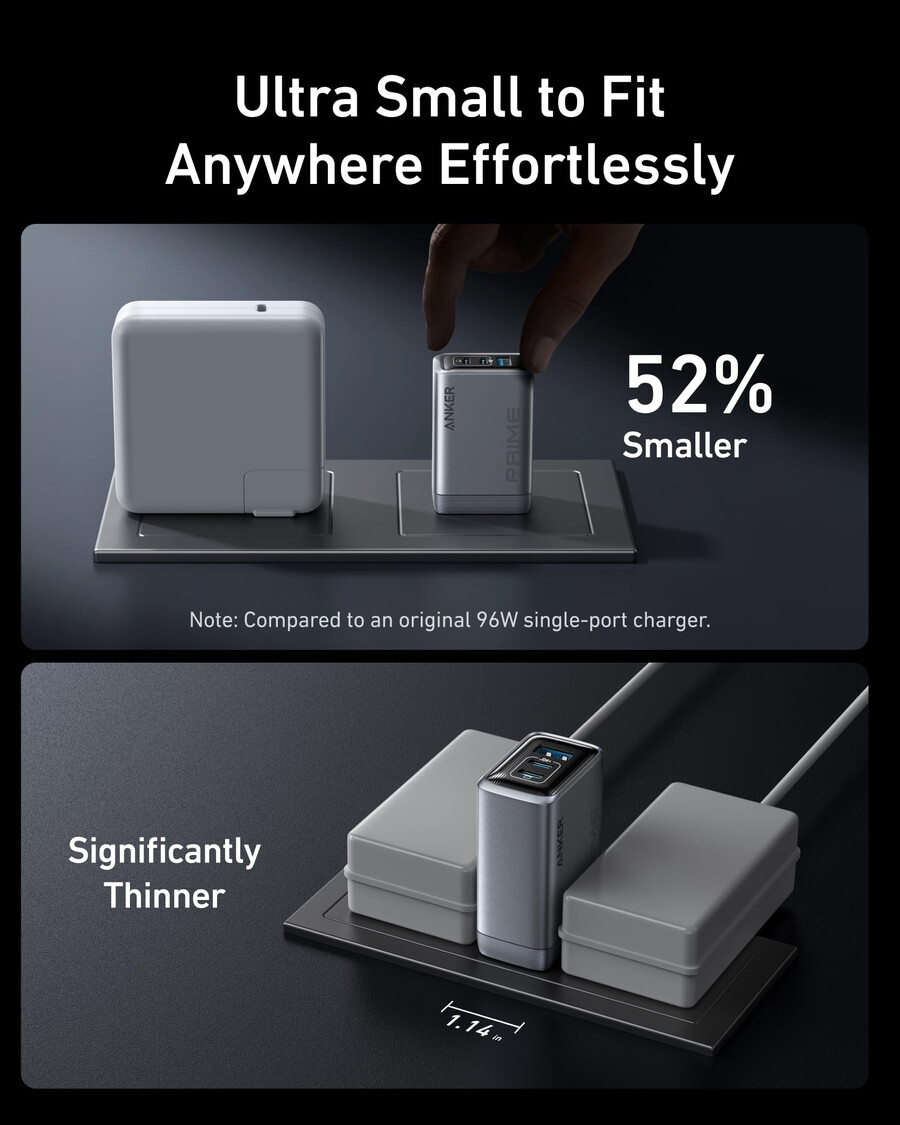 Ładowarka anker prime 100 w 3 porty gan i kabel anker prime usb-c do usb-c 240 w pleciony z recyklingu