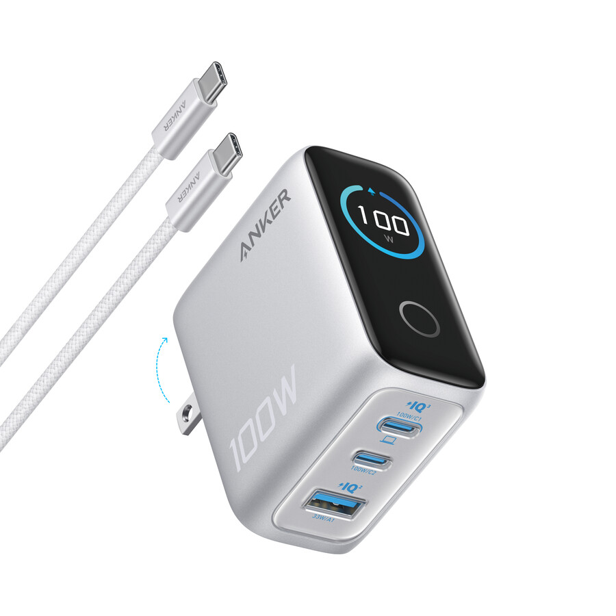Ładowarka anker 100 w 3 porty inteligentny wyświetlacz