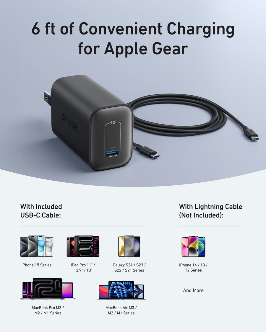 Ładowarka anker nano 100 w z kablem usb-c