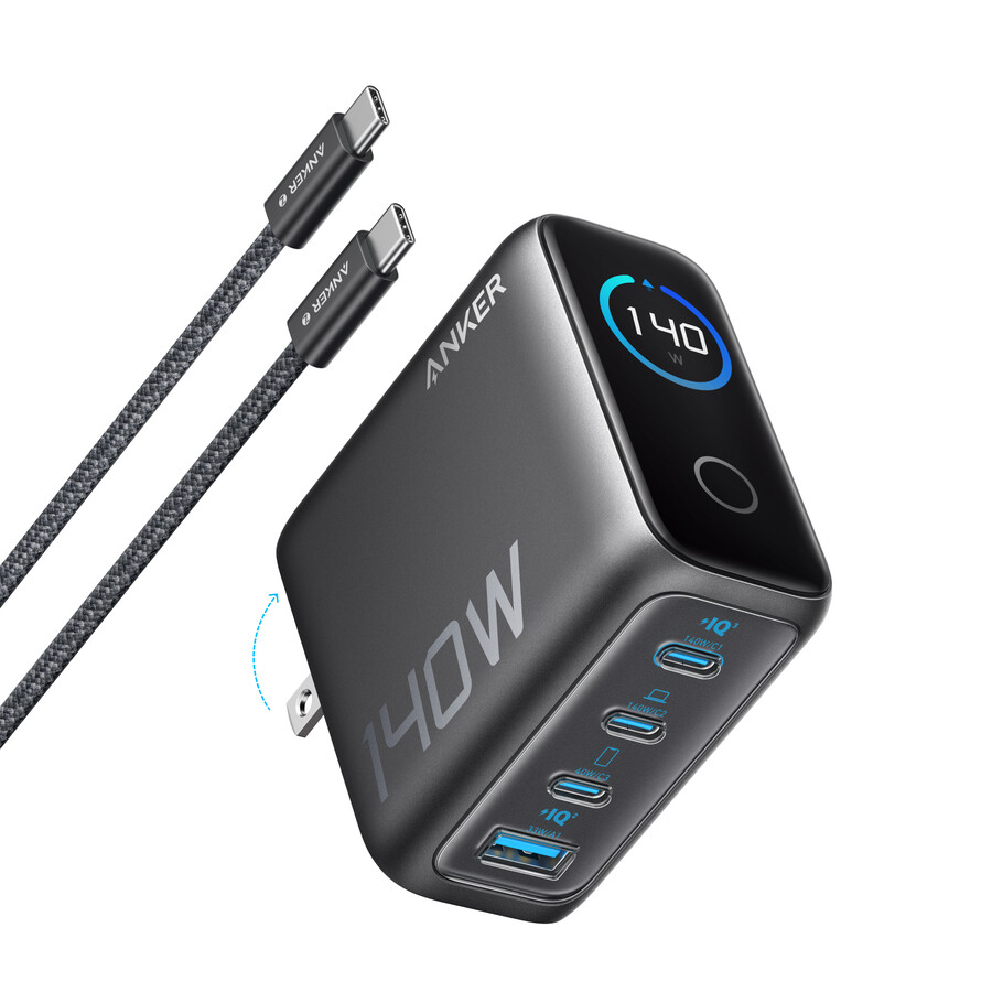 Ładowarka anker 140 w 4-portowa pd 3.1 z kablem usb-c