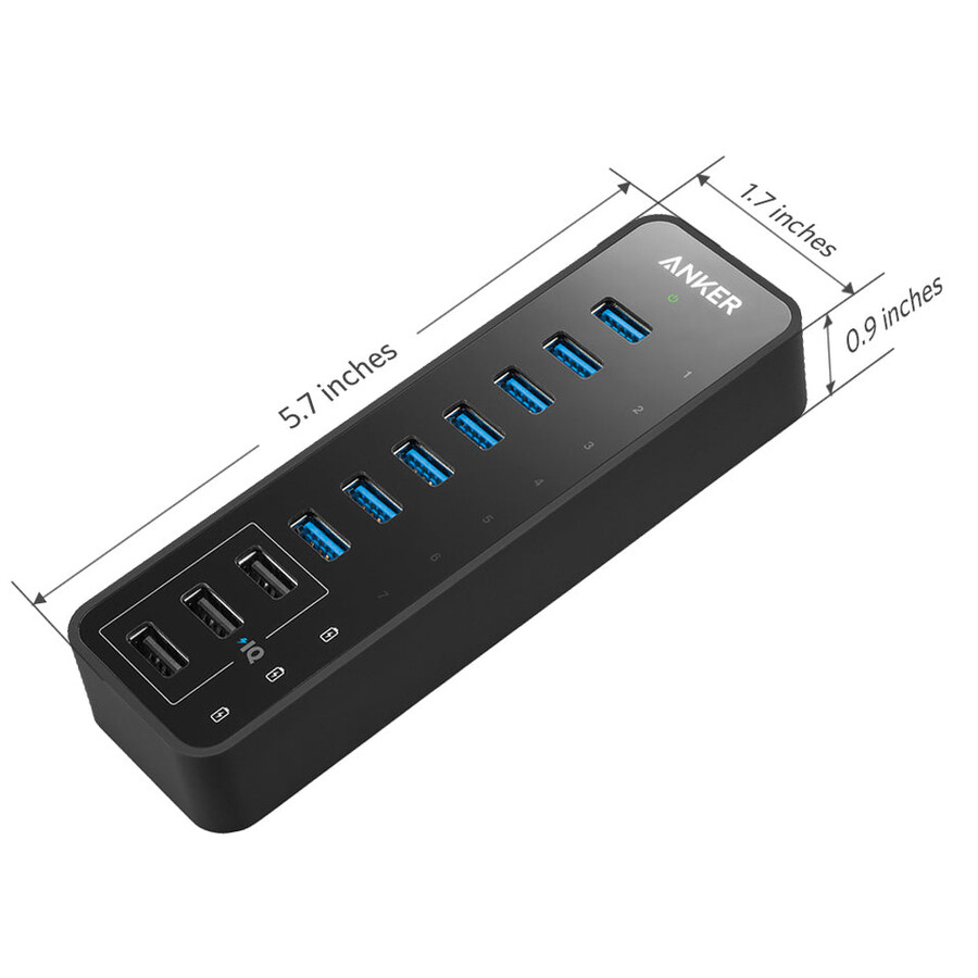 anker 60w 10-portowy koncentrator danych usb 3.0