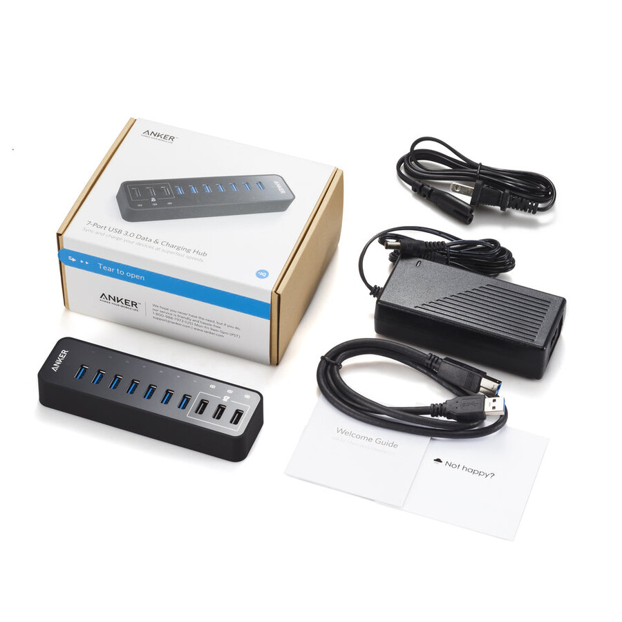 anker 60w 10-portowy koncentrator danych usb 3.0