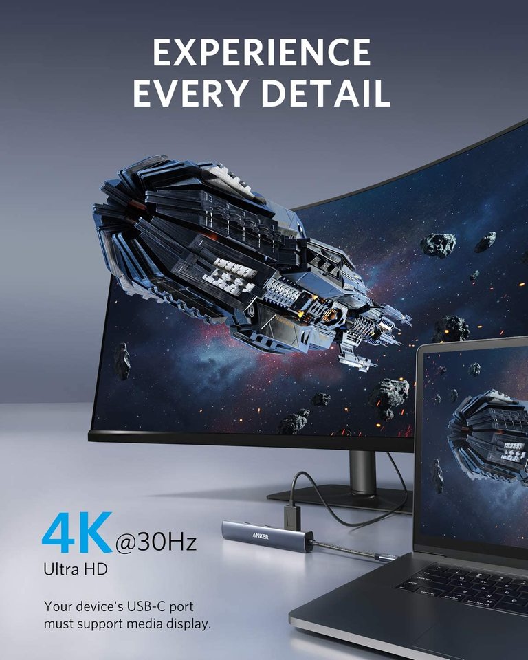 anker 543 hub usb-c 6 w 1 smukły