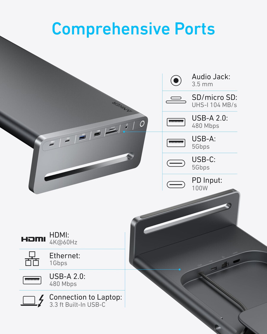 hub usb-c anker 10 w 1 podstawka pod monitor