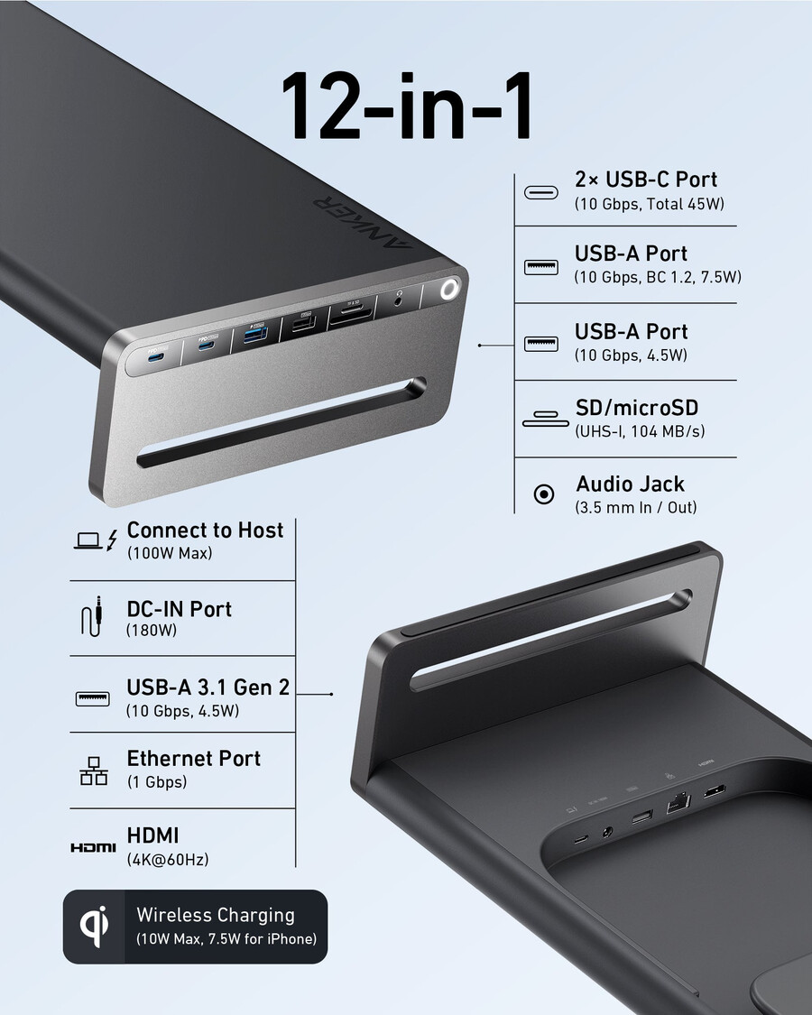 stacja dokująca anker 675 usb-c 12 w 1 podstawka pod monitor bezprzewodowa