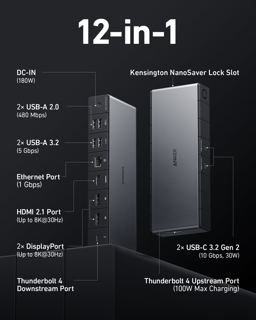 stacja dokująca anker 778 thunderbolt 12 w 1 thunderbolt 4