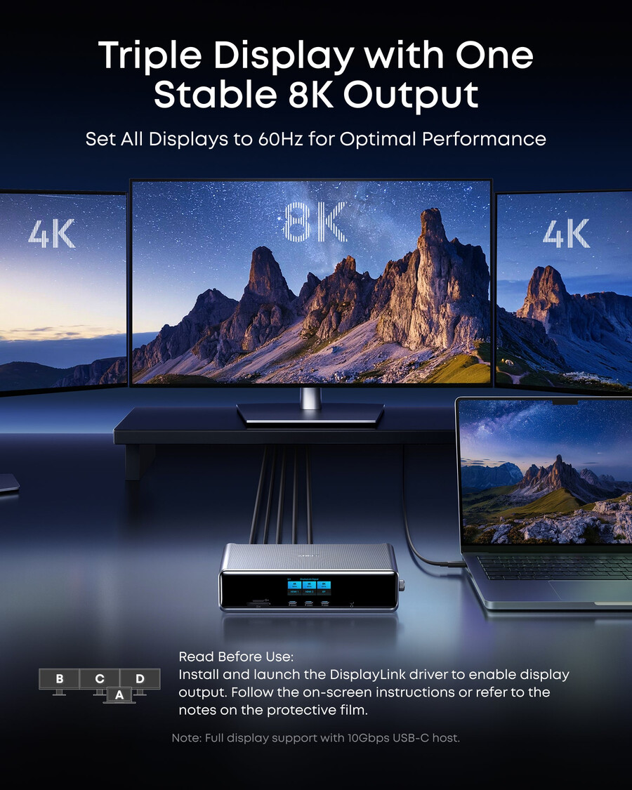 stacja dokująca anker prime 14 w 1 potrójny wyświetlacz displaylink z dl7400