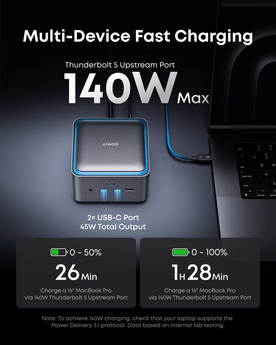 stacja dokująca anker prime tb5 14 w 1 140 w 8k thunderbolt 5