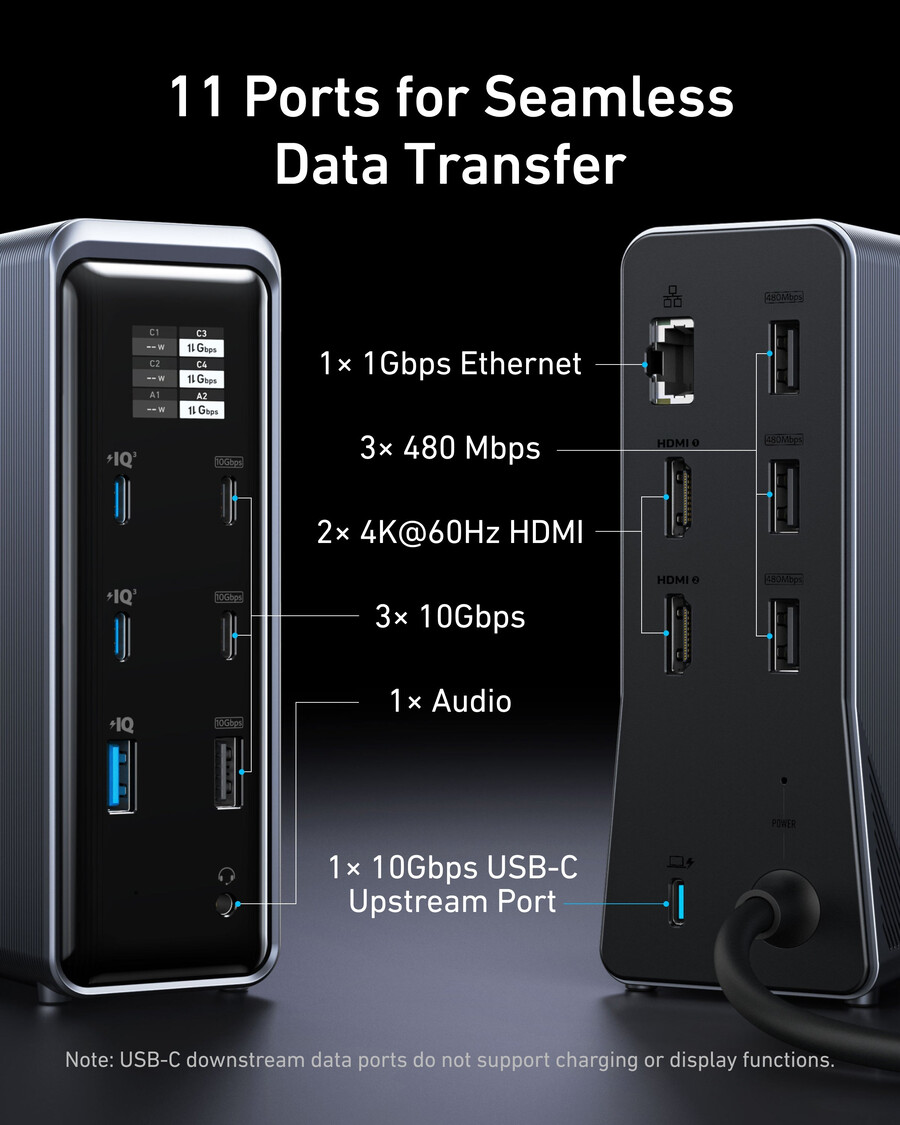 stacja dokująca anker prime z kablem usb-c do usb-c o mocy 240 w