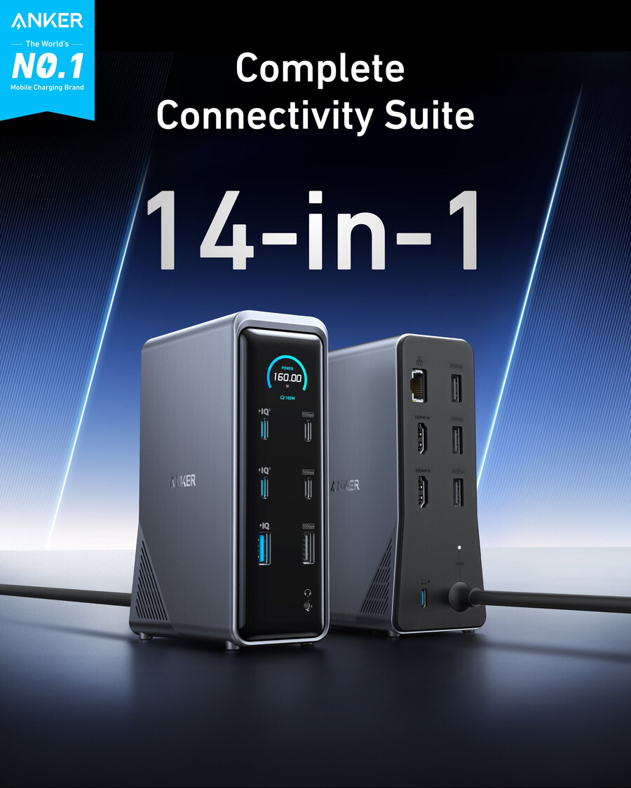 stacja dokująca anker prime 14 w 1 podwójny wyświetlacz 160 w