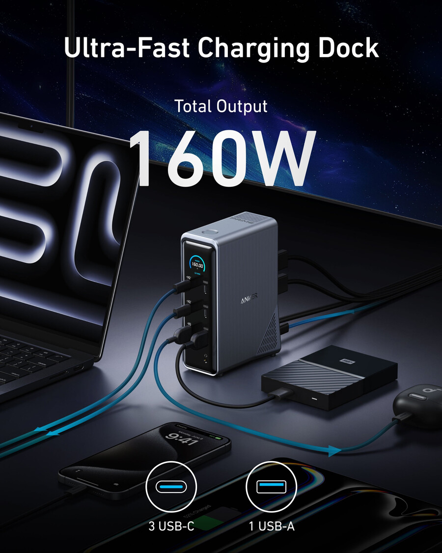stacja dokująca anker prime 14 w 1 podwójny wyświetlacz 160 w