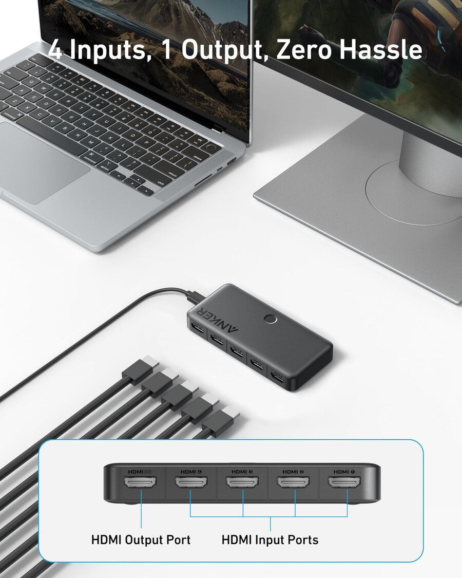 przełącznik hdmi anker 4 wejścia 1 wyjście 4k hdmi
