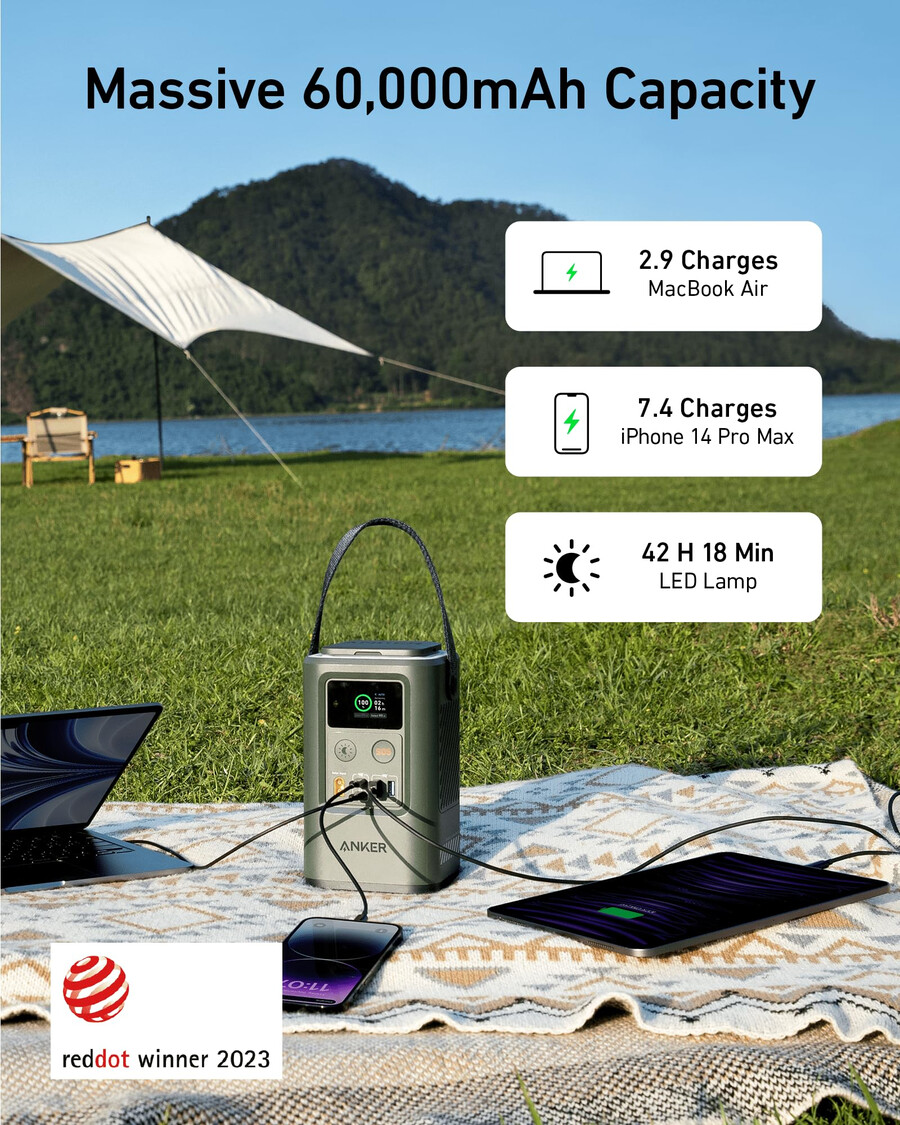 power bank anker 548 – najlepszy powerbank kempingowy z usb-c i pojemnością 60000 mah