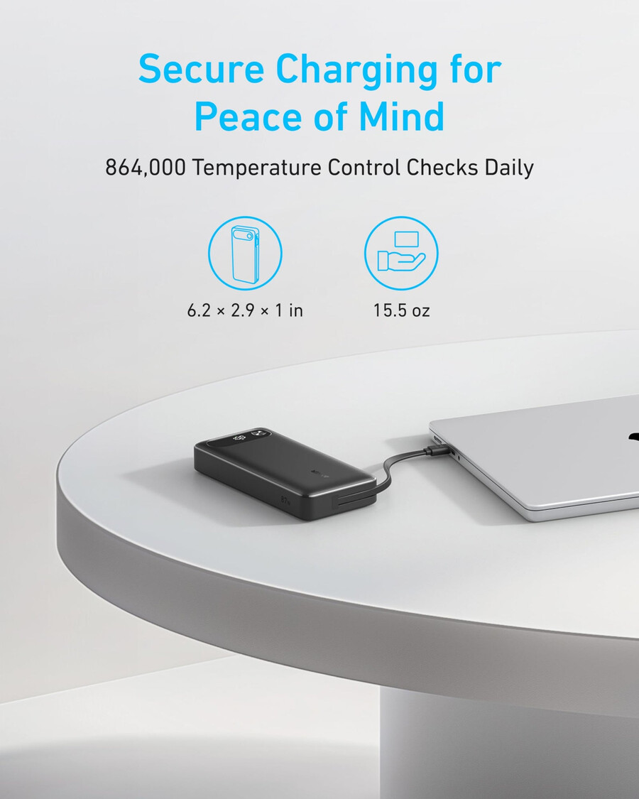 powerbank anker 20 tys. 87 w wbudowany kabel usb-c
