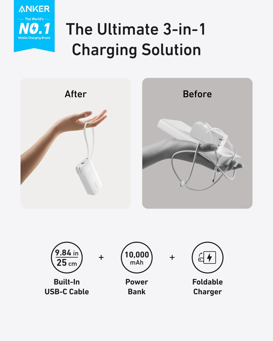power bank anker 10k fusion wbudowany kabel