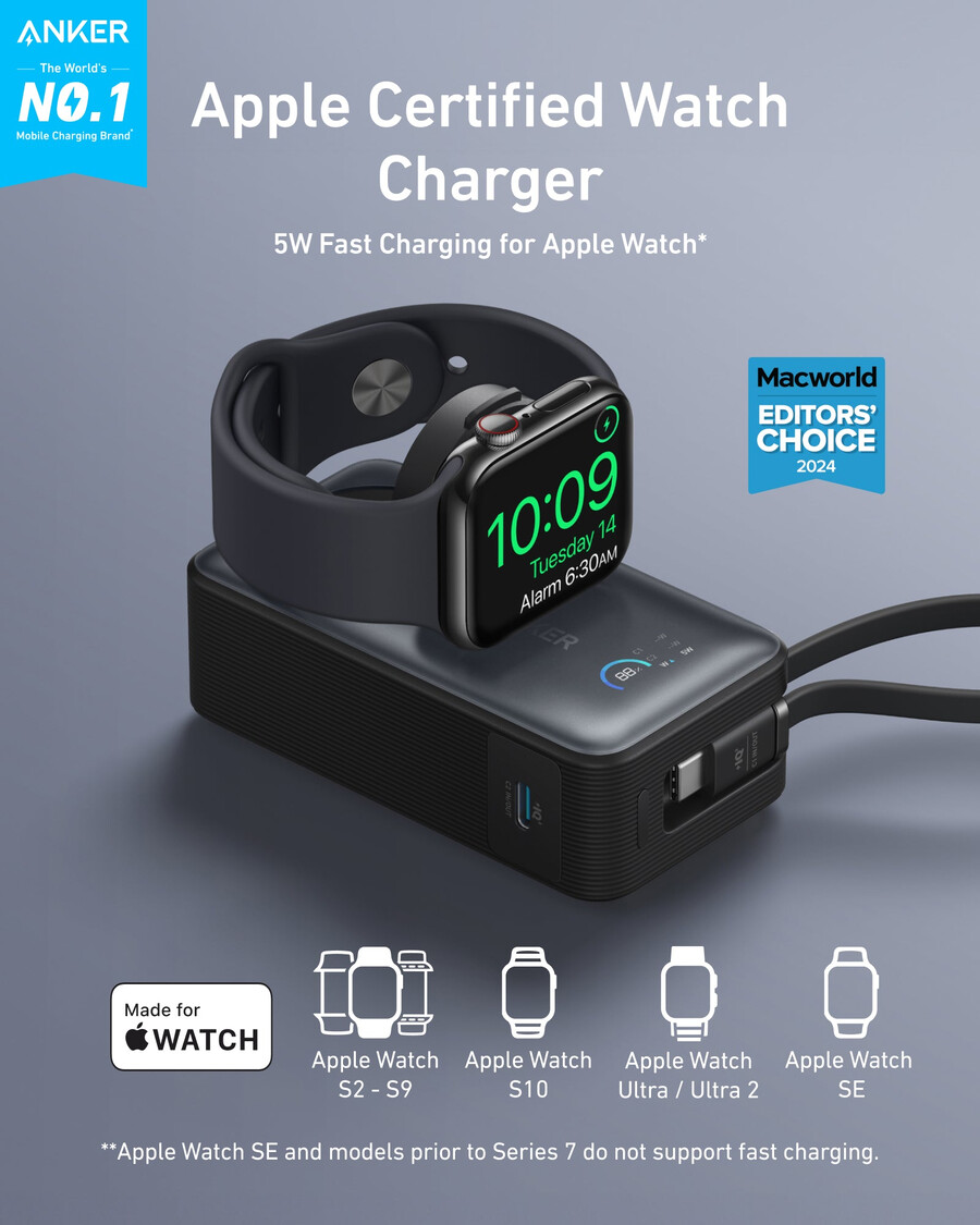powerbank anker maggo 10 tys. 35 w do zegarka apple watch