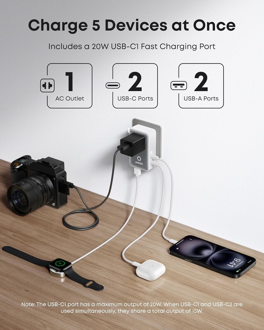 stacja ładowania bezprzewodowego anker maggo składana 3 w 1 i adapter podróżny anker nano 5 w 1 20 w 1 sztuka w opakowaniu