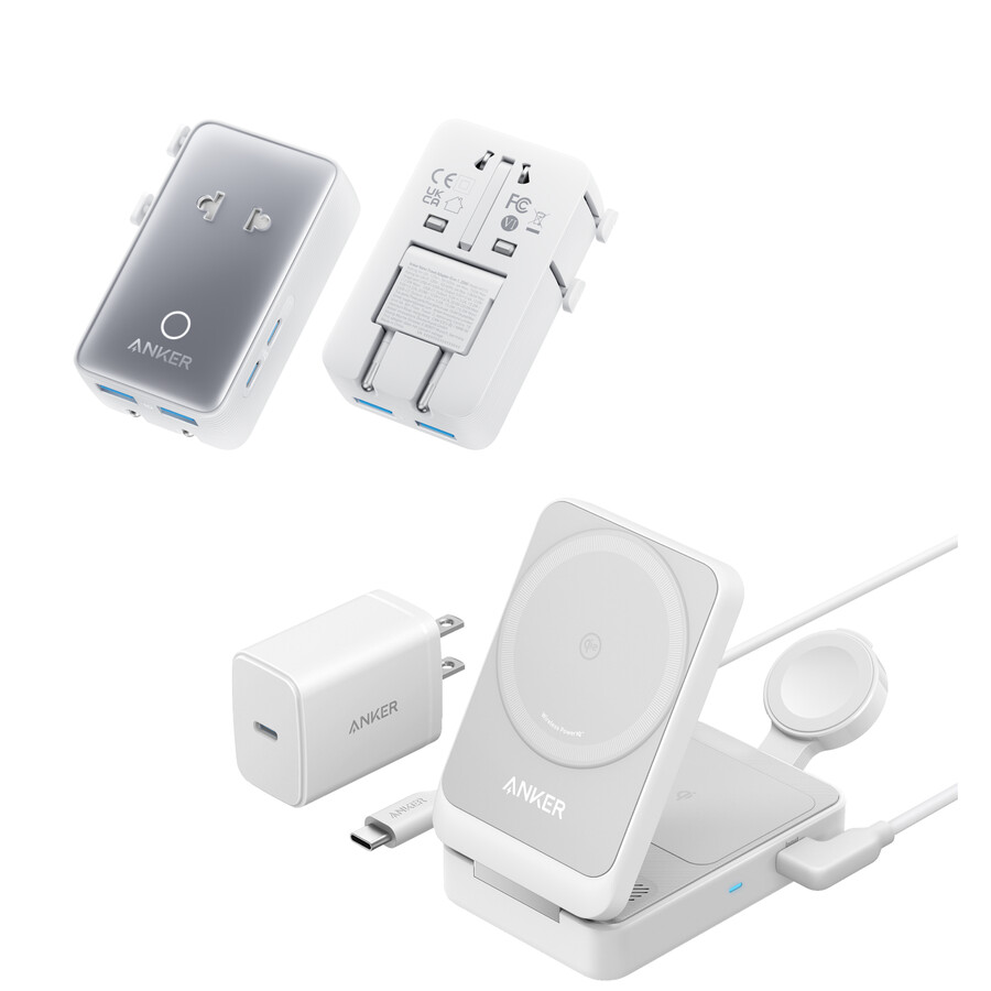 stacja ładowania bezprzewodowego anker maggo składana 3 w 1 i adapter podróżny anker nano 5 w 1 20 w 1 sztuka w opakowaniu